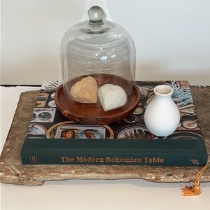 Glass Cloche With Wooden Tray/Base